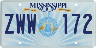 MS license plate ZWW172
