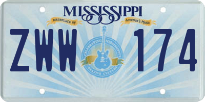 MS license plate ZWW174