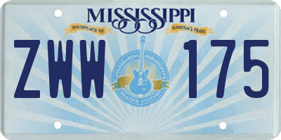 MS license plate ZWW175