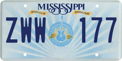 MS license plate ZWW177