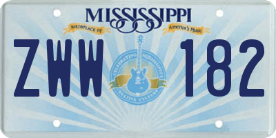 MS license plate ZWW182