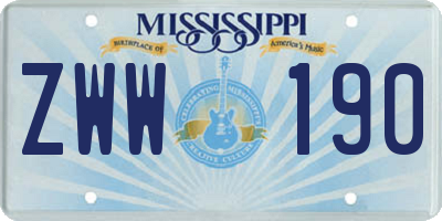 MS license plate ZWW190