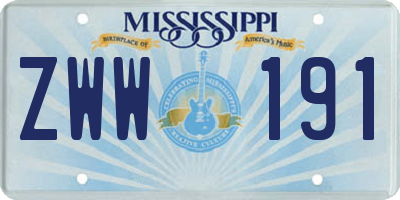 MS license plate ZWW191