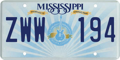 MS license plate ZWW194