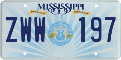 MS license plate ZWW197