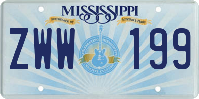 MS license plate ZWW199