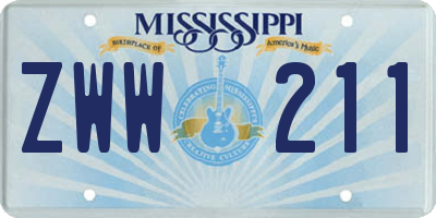 MS license plate ZWW211