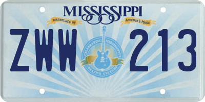 MS license plate ZWW213
