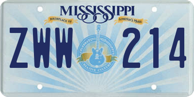 MS license plate ZWW214