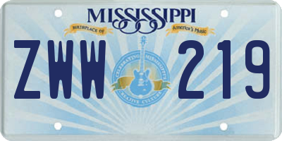 MS license plate ZWW219