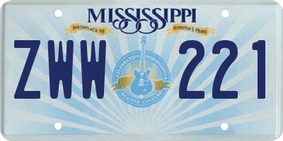 MS license plate ZWW221