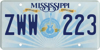 MS license plate ZWW223