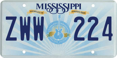 MS license plate ZWW224