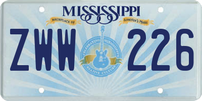 MS license plate ZWW226