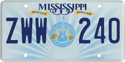 MS license plate ZWW240