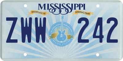 MS license plate ZWW242