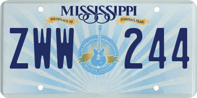 MS license plate ZWW244