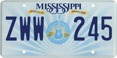 MS license plate ZWW245