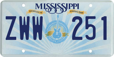MS license plate ZWW251