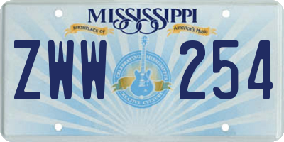 MS license plate ZWW254