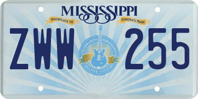 MS license plate ZWW255