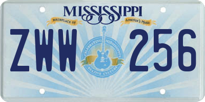 MS license plate ZWW256