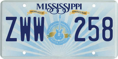 MS license plate ZWW258