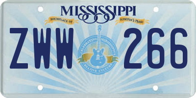 MS license plate ZWW266