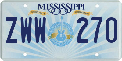 MS license plate ZWW270