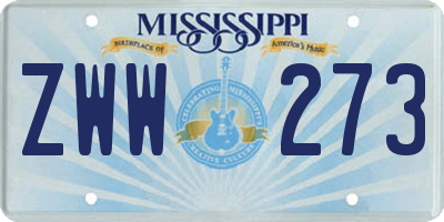 MS license plate ZWW273