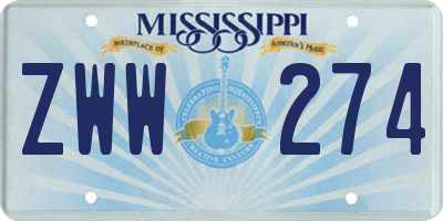MS license plate ZWW274