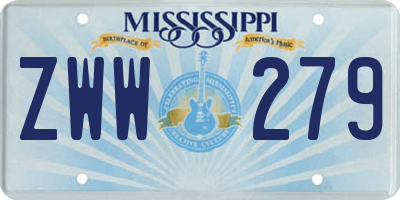 MS license plate ZWW279