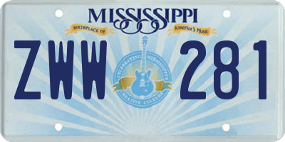 MS license plate ZWW281