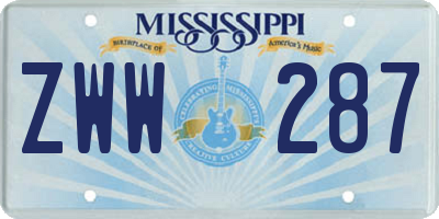 MS license plate ZWW287