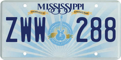 MS license plate ZWW288