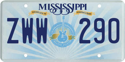 MS license plate ZWW290