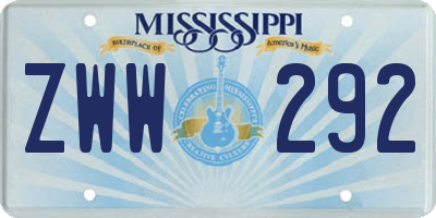 MS license plate ZWW292