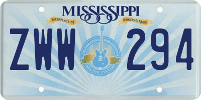 MS license plate ZWW294