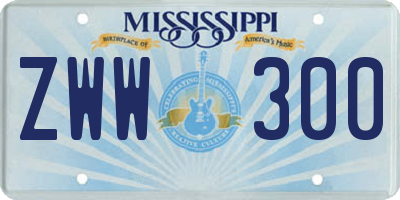 MS license plate ZWW300