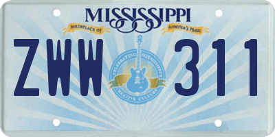 MS license plate ZWW311