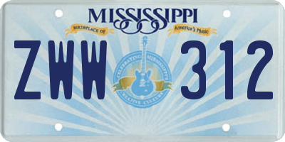 MS license plate ZWW312