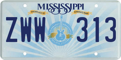 MS license plate ZWW313