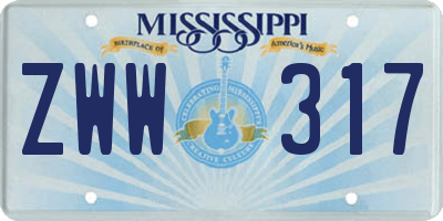 MS license plate ZWW317