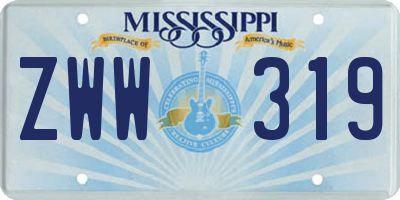 MS license plate ZWW319
