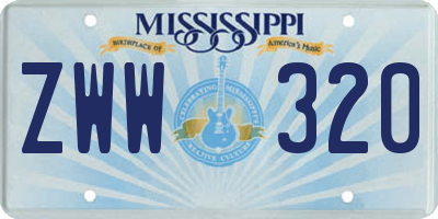 MS license plate ZWW320