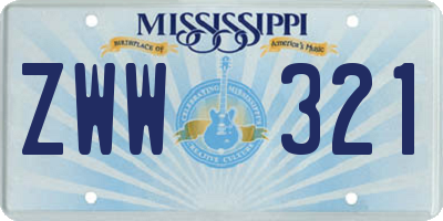 MS license plate ZWW321