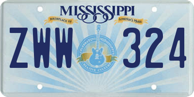 MS license plate ZWW324