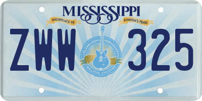 MS license plate ZWW325