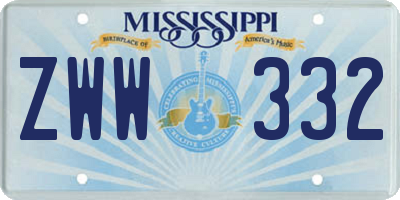 MS license plate ZWW332