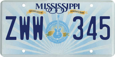 MS license plate ZWW345